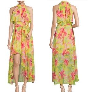 ELIZA J FLORAL HALTER NECK
HIGH LOW HEM MAXI DRESS
Size8